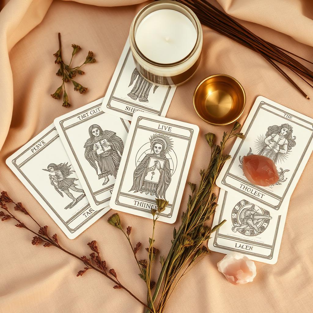 Tarot spread on altar